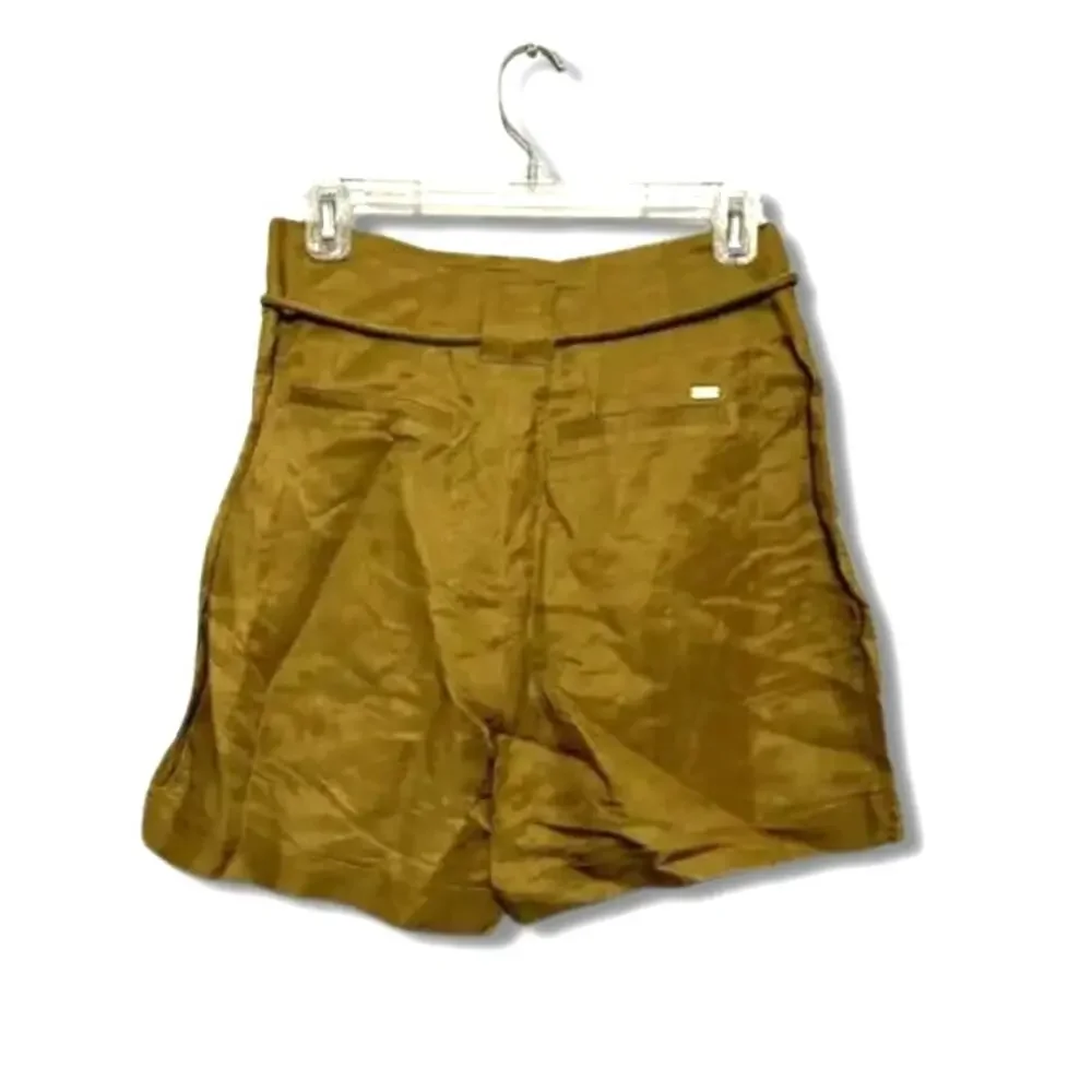 Scotch & Soda High Rise Short Belted Waist Side Pocket Linen Blend Brown XS NWOT